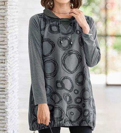 BELLUNA（ベルーナ）の「異素材切替プリントチュニック（チュニック）」