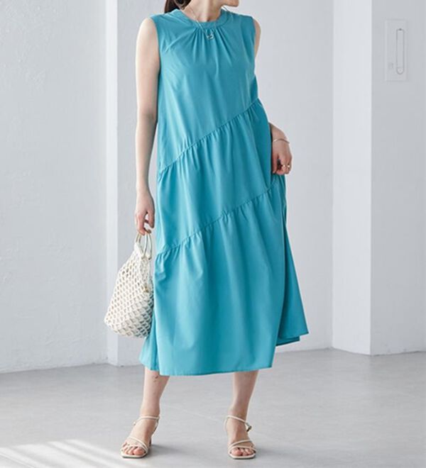 RANAN（ラナン）の「ひんやり裏地付！ななめティアードワンピ（その他ワンピース）」｜詳細画像