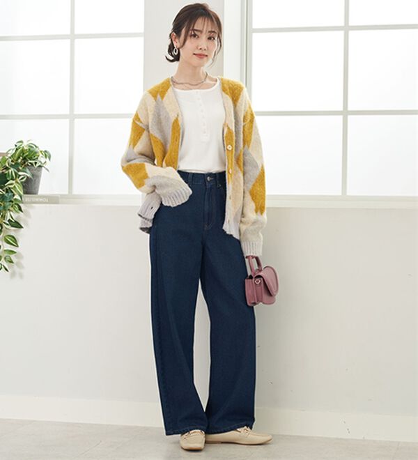 BELLUNA（ベルーナ）の「オシャレに見えるカーブデニムパンツ（ワイドパンツ・ガウチョ）」｜詳細画像
