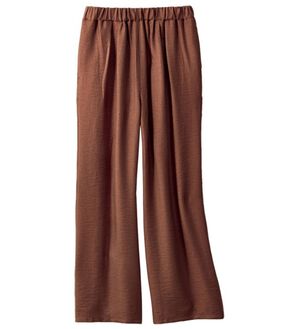 VINNO（ヴィノ）の「麻調ゆるワイドパンツ（ワイドパンツ・ガウチョ）」｜ブラウン