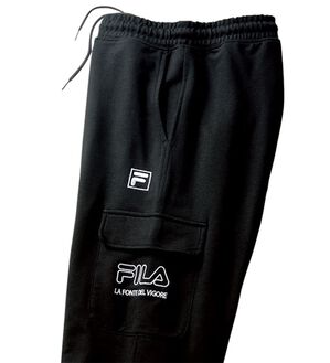 「＜フィラ＞サラッと快適！ゆったり７分袖ライトトレーナー・７分丈カーゴパンツ（メンズトレーナー）」｜ブラック(パンツ)