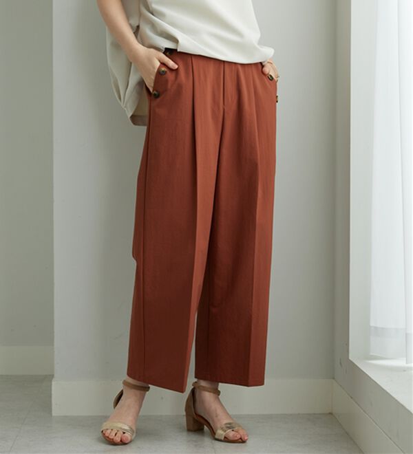 BELLUNA（ベルーナ）の「【ヨコストレッチ・紫外線カット・選べる2丈】サラもちライト快適ワイドパンツ（ワイドパンツ・ガウチョ）」｜詳細画像