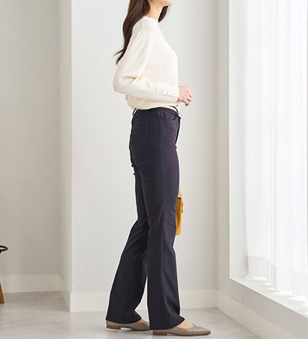 BELLUNA（ベルーナ）の「【選べる裏起毛】静電気防止！ブーツカットヘリンボーンパンツ（フルレングスパンツ）」｜詳細画像