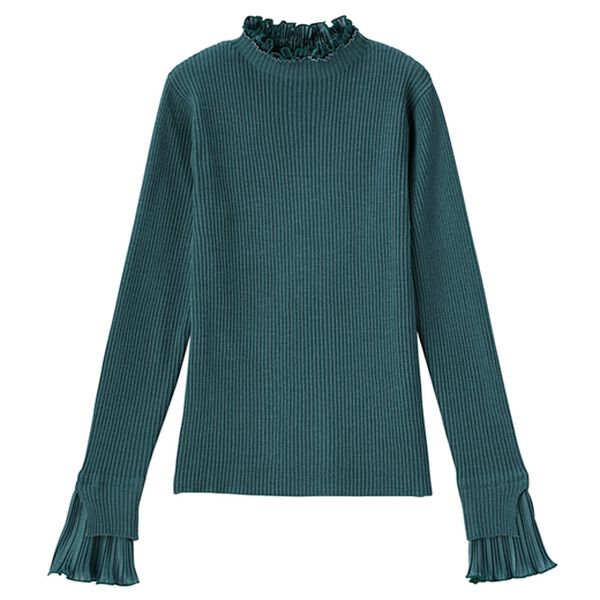 GeeRA（ジーラ）の「プリーツ付ハイネックリブニットトップス（ニット・セーター）」｜詳細画像