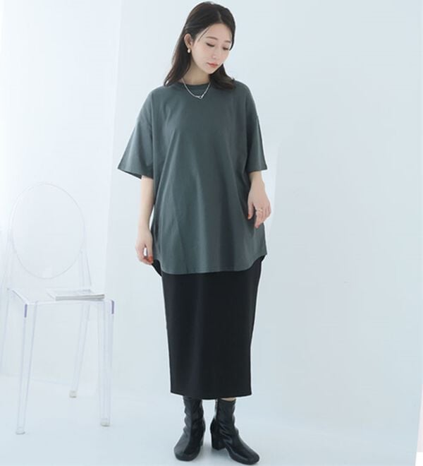 A HAPPY MARILYN（アハッピーマリリン）の「【大きいサイズ】【Ｌ～９Ｌ／選べるタイプ】綿１００％ロングＴシャツ（Tシャツ）」｜詳細画像