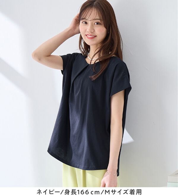 alotta（アロッタ）の「ひんやりタックデザインＴシャツ（カットソー）」｜詳細画像