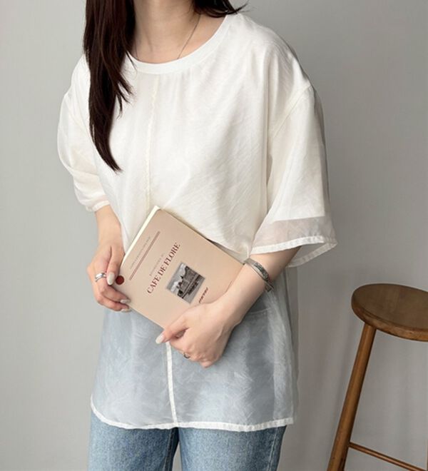 GeeRA（ジーラ）の「オーガンジーレイヤードＴシャツ（カットソー）」｜詳細画像