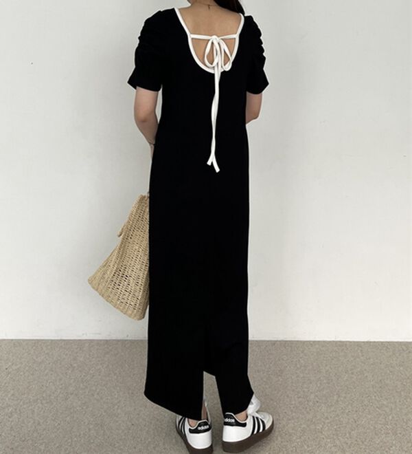 GeeRA（ジーラ）の「バックオープン配色リブワンピース（その他ワンピース）」｜詳細画像