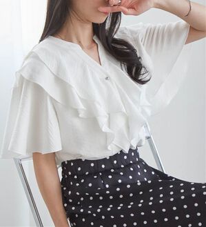 RANAN（ラナン）の「ラッフルフリルブラウス（ブラウス）」｜ホワイト