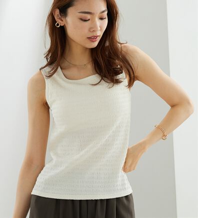 BELLUNA（ベルーナ）の「ジャカード素材カップ付タンクトップ（タンクトップ・キャミソール）」