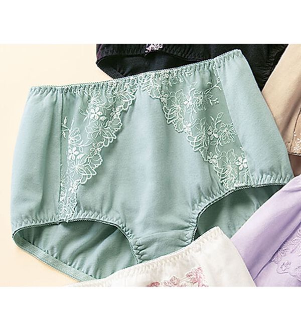 LAVIENNE（ラヴィエンヌ）の「綿９５％のすっぽり華やかショーツ　単品（ショーツ）」｜リーフグリーン