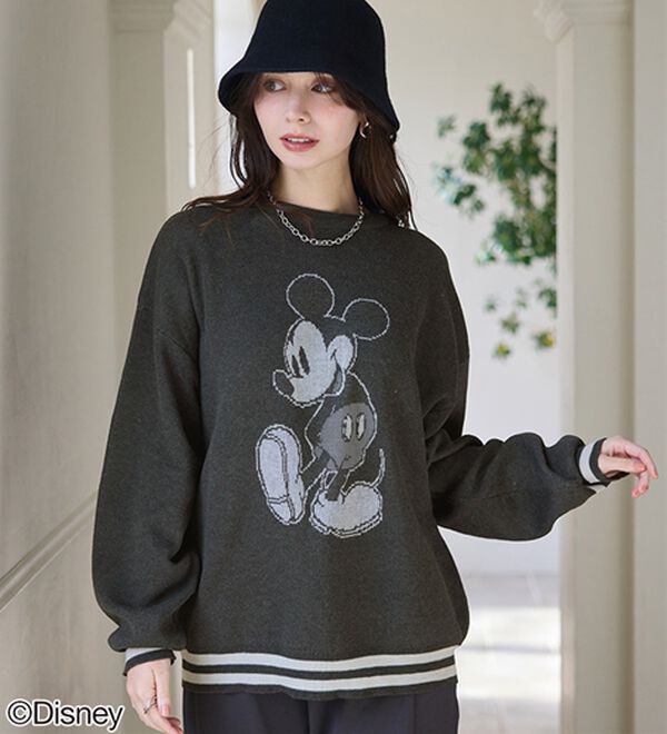 Disney＞【ミッキー】ジャカードゆったりセーター - ベルーナ