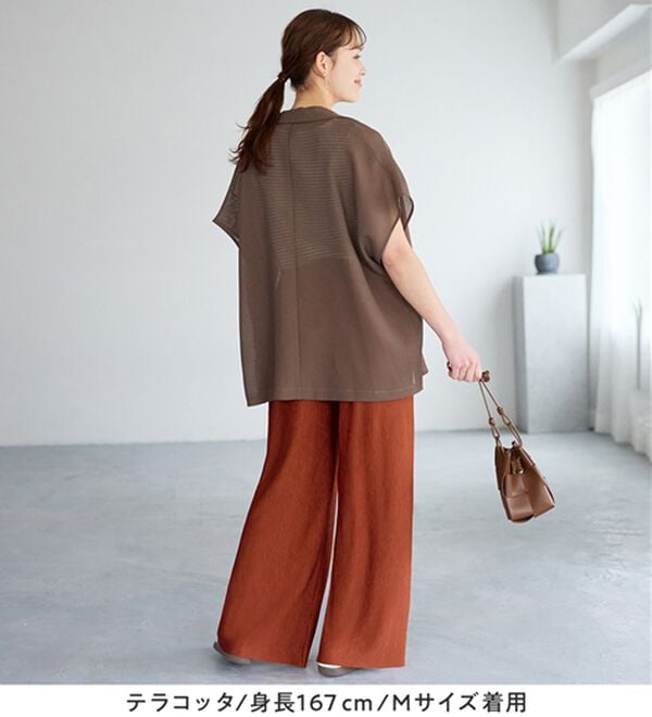 Viola e Viola（ヴィオラ エ ヴィオラ）の「【５つの機能付】丈切れる！楽ちんジャカードパンツ（ワイドパンツ・ガウチョ）」｜詳細画像