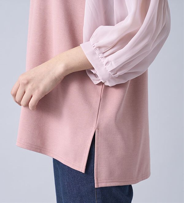 BELLUNA（ベルーナ）の「ヒンヤリ！プリーツ使いデザインプルオーバー（カットソー）」｜詳細画像