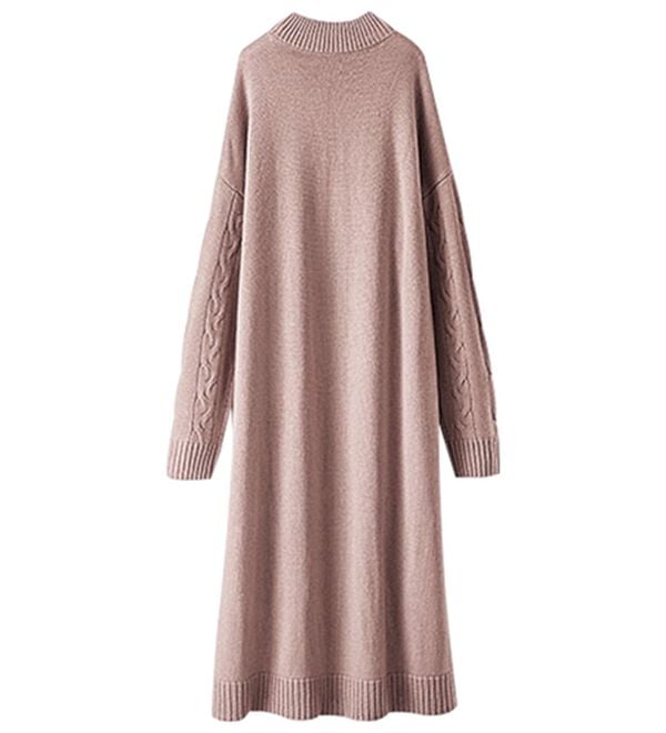 BELLUNA（ベルーナ）の「ケーブル柄ロング丈ニットワンピース（ニットワンピース）」｜詳細画像