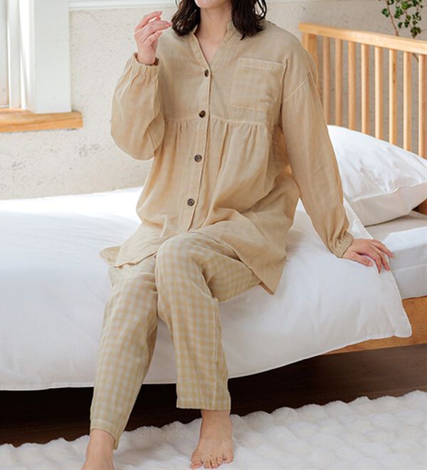 LAVIENNE（ラヴィエンヌ）の「綿１００％ふんわり可愛いダブルガーゼパジャマ（パジャマ・ルームウェア）」｜詳細画像