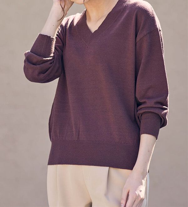 RANAN（ラナン）の「もちもちベーシックニット（Vネック・ハイネック）（ニット・セーター）」｜詳細画像