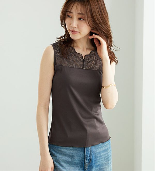 BELLUNA（ベルーナ）の「レース素材カップ付タンクトップ（タンクトップ・キャミソール）」｜詳細画像