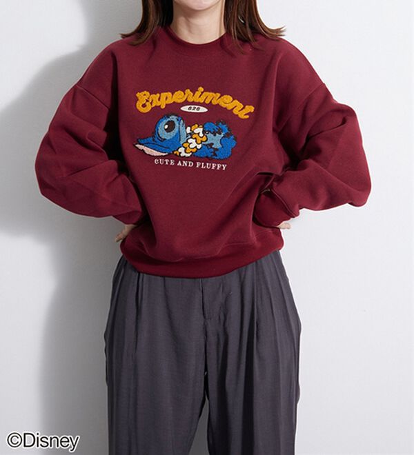 BELLUNA（ベルーナ）の「＜Ｄｉｓｎｅｙ＞【スティッチ】さがら刺しゅう裏起毛ゆったりトレーナー（トレーナー・スウェット）」｜詳細画像