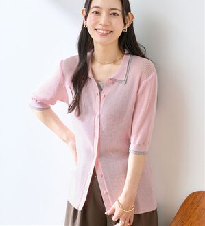 Viola e Viola（ヴィオラ エ ヴィオラ）の「アソートシアーリブニットポロシャツ（ポロシャツ）」｜ピンク系