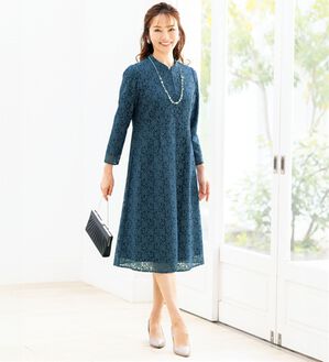 ルフラン（ルフラン）の「総レースカラーワンピース（その他ワンピース）」｜グレイッシュブルー
