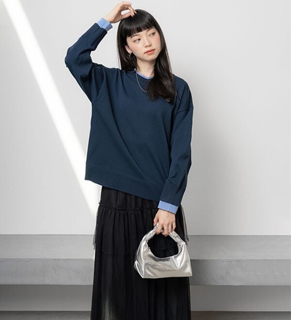 BELLUNA（ベルーナ）の「重ね着風配色スポンディッシュニット（ニット・セーター）」｜詳細画像