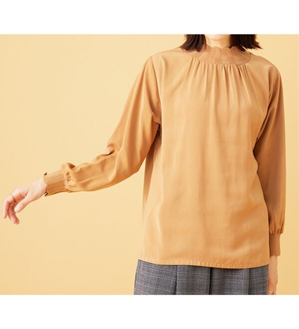 BELLUNA（ベルーナ）の「衿＆袖ニット使い美人顔ブラウス（ブラウス）」｜詳細画像