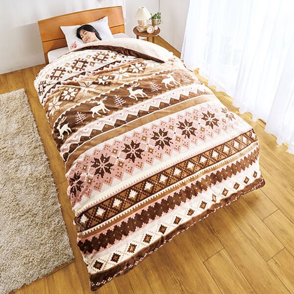 早割】毛布にもなるフランネル掛布団カバー＜2WAY・あったか・裏面