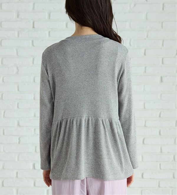 BELLUNA（ベルーナ）の「ラメ調リブ素材ペプラムカーディガン（ニットカーディガン）」｜詳細画像