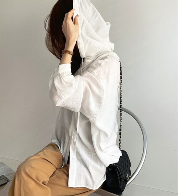 GeeRA（ジーラ）の「フード付きオーバーサイズシャツ（シャツ）」｜詳細画像