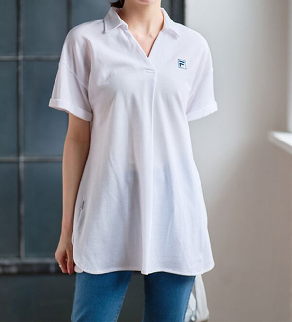 RANAN（ラナン）の「＜ＦＩＬＡ＞吸汗速乾・ＵＶ対策　鹿の子チュニックポロシャツ（チュニック）」｜詳細画像