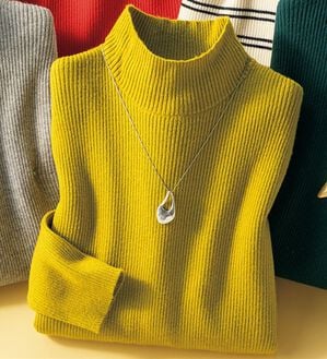 ルフラン（ルフラン）の「重ね着にぴったり！ミセスの為のリブニット（ニット・セーター）」｜カラシ