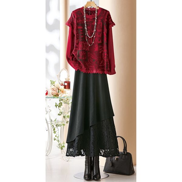 BELLUNA（ベルーナ）の「フクレジャカード重ねデザインセーター（ニット・セーター）」｜詳細画像