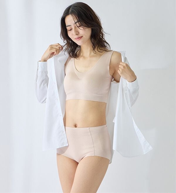 LAVIENNE（ラヴィエンヌ）の「【ノーブラ感覚】締め付けから解放する綿混のスーピタリラックスブラ・ショーツ（別売）（ブラジャー）」｜詳細画像