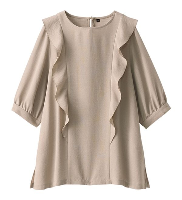 BELLUNA（ベルーナ）の「麻調合繊フリルデザインブラウス（ブラウス）」｜詳細画像