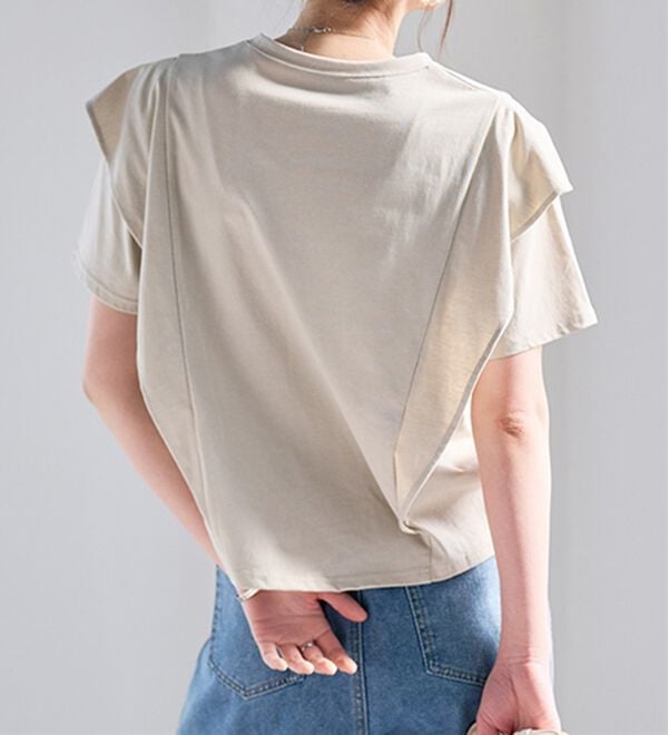 RANAN（ラナン）の「【ひんやり】華奢見えラッフルショルダーTシャツ（カットソー）」｜詳細画像