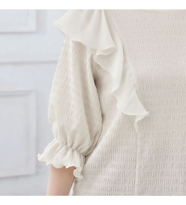 alotta（アロッタ）の「キャンディー５分袖ラッフルブラウス（ブラウス）」｜詳細画像