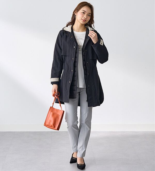 BELLUNA（ベルーナ）の「おしゃれの主役！蓄熱中わたベスト付配色コート（ハーフコート）」｜詳細画像