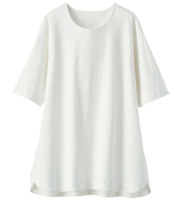 BELLUNA（ベルーナ）の「＜プレミアムスムースコットン＞ロング丈Ｔシャツ（カットソー）」｜詳細画像