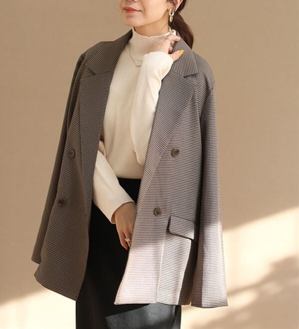 A HAPPY MARILYN（アハッピーマリリン）の「【Ｌ～６Ｌ】モックネック／ハイネックから選べる Ｔシャツ感覚で着られる（もっちりｖｅｒ）リブニット（ニット・セーター）」｜詳細画像