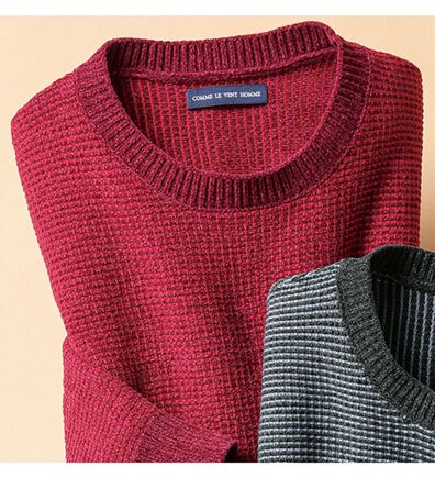 「＜コムルヴァン・オム＞洗える洗練モールセーター（メンズニット・セーター）」