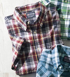 「＜アウトドアプロダクツ＞さらっと快適サッカーシャツ（メンズシャツ）」｜レッド