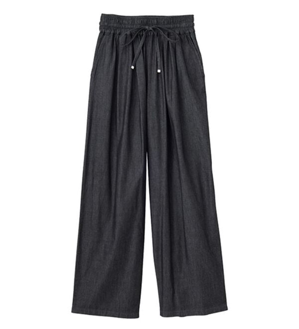 GeeRA（ジーラ）の「【接触冷感】穿いて感激！キレイ見えする楽ちんワイドデニムパンツ（ワイドパンツ・ガウチョ）」｜詳細画像