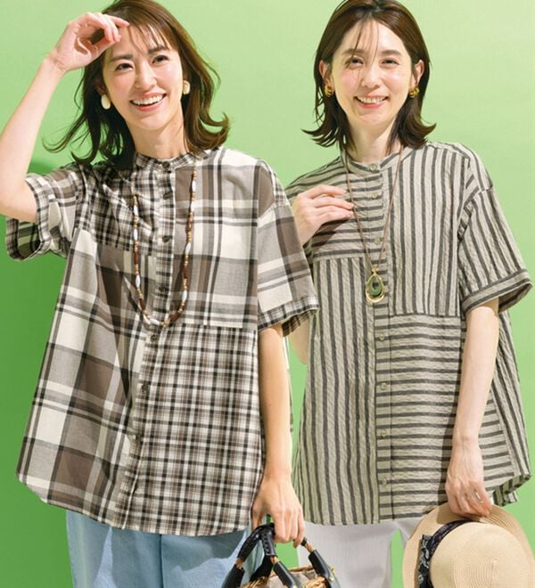 ルフラン（ルフラン）の「【２色組】モノトーン切替シャツチュニック（チュニック）」｜詳細画像