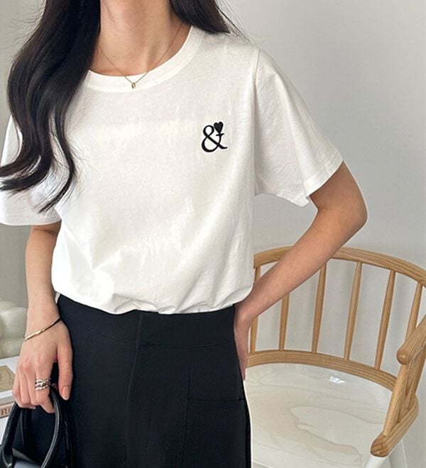 GeeRA（ジーラ）の「アンドハート刺しゅうＴシャツ（Tシャツ）」｜詳細画像