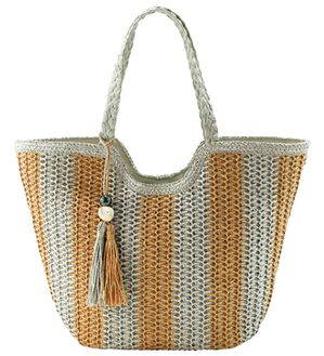 BELLUNA（ベルーナ）の「ストーンタッセル付雑材トート（トートバッグ）」｜セージ