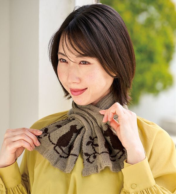 BELLUNA（ベルーナ）の「ウール入ネコシルエットミニマフラー（ストール・スカーフ・マフラー）」｜詳細画像