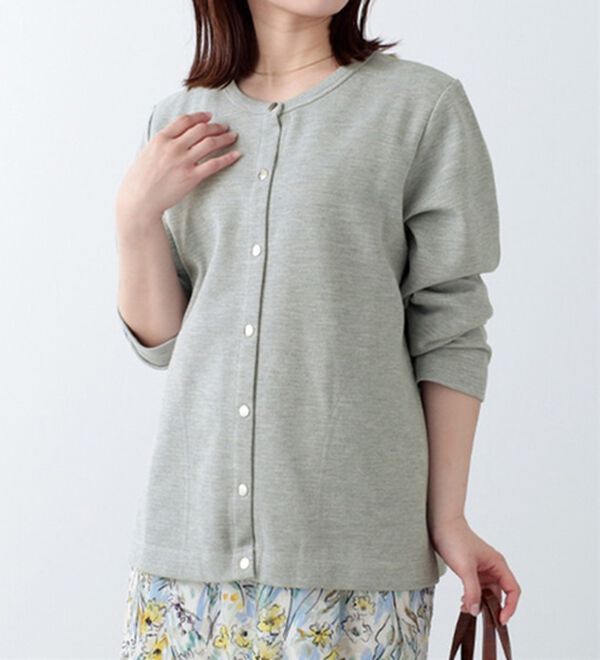 BELLUNA（ベルーナ）の「ポケットデザイン裏ボーダーカーディガン（その他カーディガン）」｜杢グレー