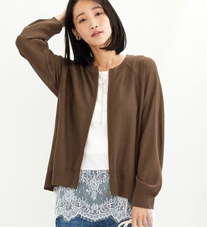 BELLUNA（ベルーナ）の「ジッパー使い透かし編ニットカーディガン（ニットカーディガン）」｜詳細画像