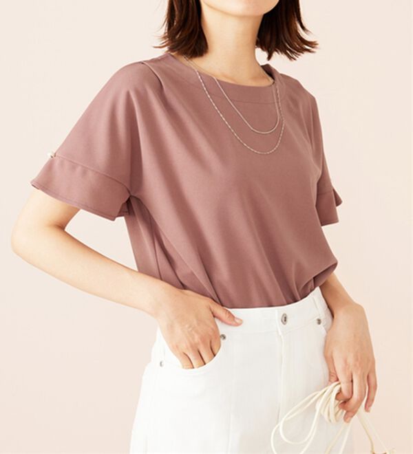 BELLUNA（ベルーナ）の「ジョーゼット素材袖パールブラウス（ブラウス）」｜詳細画像